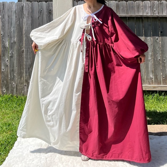 Handmade Puff Sleeve Half & Half Cottage Dress | 100% Cotton | SKU 04292 - Picture 7 of 16